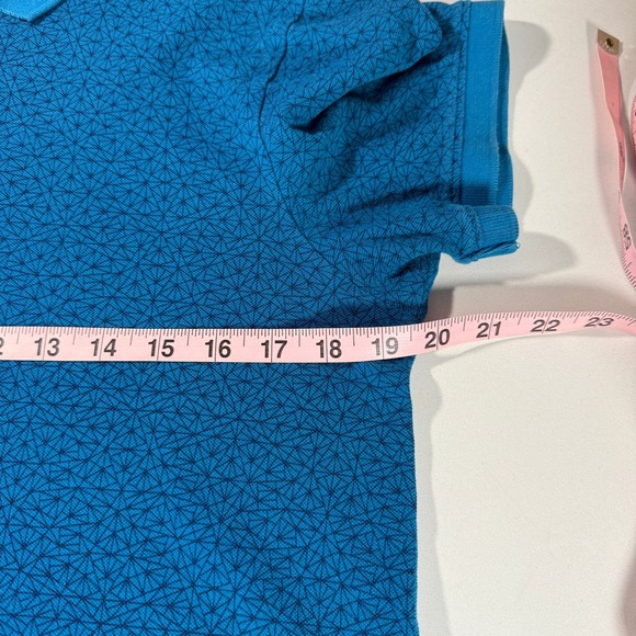 Calvin Klein Men's Blue Geometric Print Quarter Zip Polo Shirt Size Medium - Picture 6 of 7